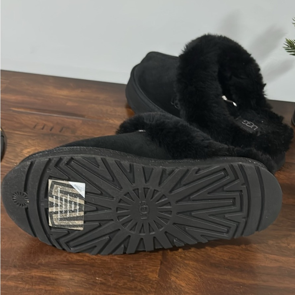 UGG Black Fur-Lined Slip-Ons